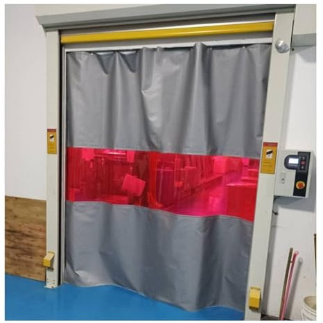 Feuerfeste Schweißschutzdecke mit rotem Sichtfenster, Fiberglas, schwer entflammbar, Trennwände für Werkstatt und Industriestandorte (2 x 3 m)
