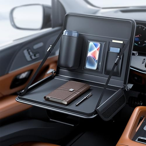 ZIGTUEI Bandeja De Viaje, Bandeja para Asiento Trasero De Coche, Mesa para Asiento De Coche, Escritorio Plegable Multifuncional, para Trabajar, Escribir, Comer, Viajar
