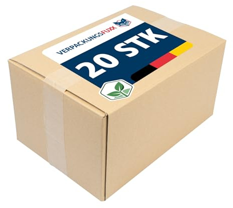 VERPACKUNGSFUXX Faltkartons 20 Stück | 339 x 234 x 188 mm Außenmaß | stabile Versandkartons aus brauner 2-welliger Wellpappe | Kartons zum sicheren Verpacken & Versenden