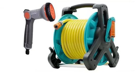 BSIDFEN Support de Tuyau d'arrosage, Enrouleur de Tuyau Portable, étagère de Rangement pour Tuyau d'arrosage de Voiture, Chariots de Tuyau d'arrosage Mobiles pour Patio extérieur avec Eau