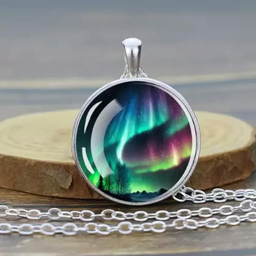 Aurora Nordlicht Anhänger Halskette Männer Frauen Astronomie Grün Geschenk