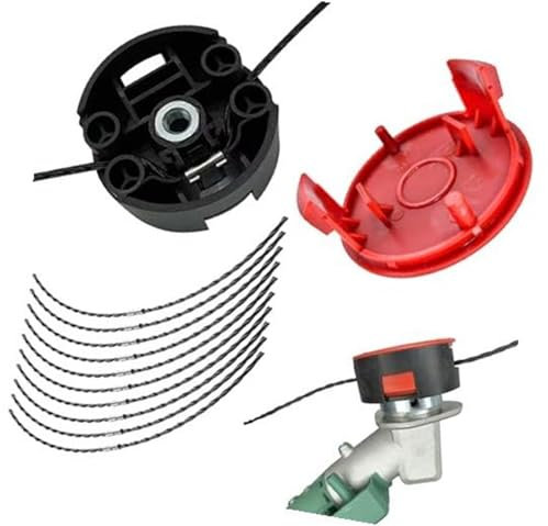 Rynplex F016800431 Trimmerfaden, for Bosch, AFS 23 bis 37 Freischneider, Rasentrimmer-Spulenfaden mit F016F04841 Spulenabdeckung, F016F04839 Basis, 37 cm × 3,5 mm (10 Fäden, 1 Abdeckung, 1 Basis) Rase