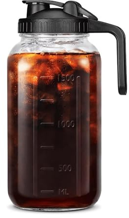 Generisch Glas krug mit Deckel, 64 Oz Sun Tea Pitcher, halb Gallone Mason Jar Pitcher mit breitem Mund luftdichtem Deckel für Eistee, Säfte
