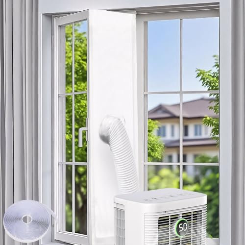 Mobile Klimaanlage Fensterabdichtung, Fensterabdichtung für Mobile Klimageräte, Abluftschlauch Fensterdurchführung, Ablufttrockner zum Anbringen an Fenster Dachfenster Flügelfenster (5M)