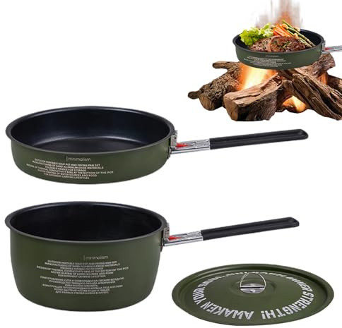 Tyinerc Camping Saucepan Set - Camping Cooking Saucepan & Pan | Detachable Frying And Simmer Tools With Uniform Heating For Motorhome, Picnic, Hiking,