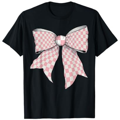 Noeud Coquette Fille Pastel Motif à Carreaux Rose T-Shirt