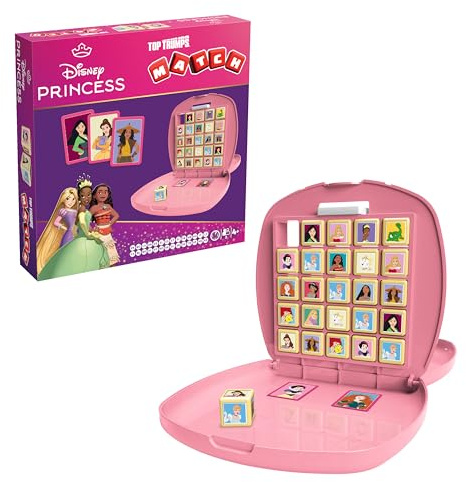 Top Trumps Match Disney Princess Board Game Multilingual, 2 player family travel game for ages 4, gift for kids aged 4 plus