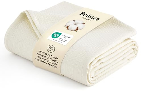 BEDSURE Tagesdecke 100% Baumwolldecke 180x240 - Hundedecke, Weiß | Kuscheldecke mit Rautenmuster Haustierfreundlich, Scheuerfest, Nicht Fadenziehend Ideal für Sofa, Sommerdecke, Musselin Decke