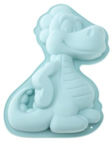Moule en Silicone Dinosaure, Moules de Gateau d'Anniversaire, Plat à Four Dinosaure 3D pour Glaces Chocolat Pain Dessert Patisserie Pudding, Sans BPA, Bleu