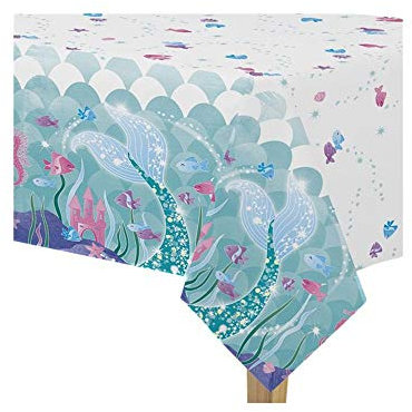 Unique Party Supplies 58323 Kunststoff-Tischdecke - 2,13 m x 1,37m - Meerjungfrau-Party, Mint