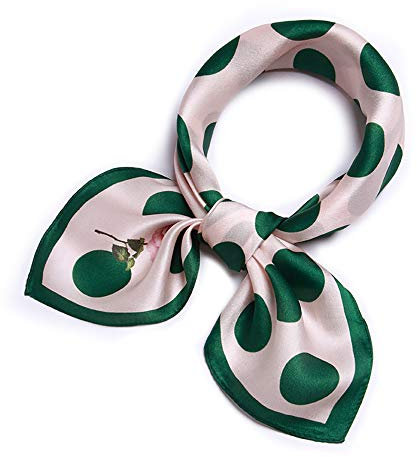 Lsharon Sciarpa in 100% seta di gelso con stampa grafica, 53 x 53 cm Verde Taglia unica