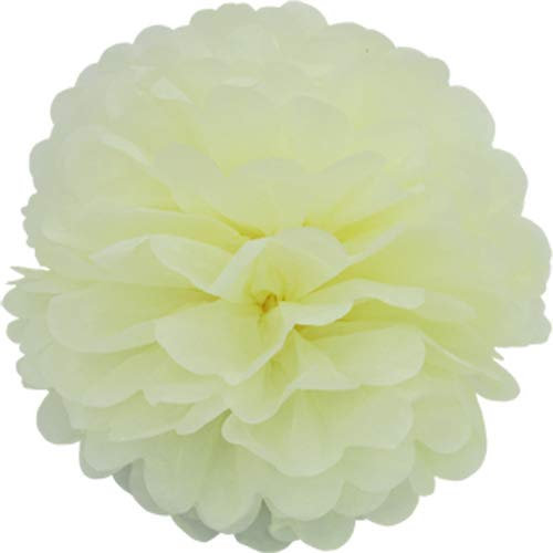 10 Papier Pompons 35cm NEU (Creme/hellcreme 820) // Pompoms Bommel Kugel Seidenpapier Pom Pom Deko Hängedeko Raumdeko Blumen Pompon
