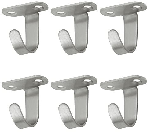 Antrader Confezione da 6 ganci da soffitto con viti in acciaio inox, appendiabiti sotto lo scaffale, appendiabiti per asciugamani/accappatoi, per armadio da bagno e cucina