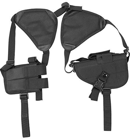 Schulterholster, Doppel Pistolen Schulterholster, Strapazierfähige Schwarze Schulter Pistolenholstertasche verstellbares Holster mit Magazintaschen für Pistolen, Handfeuerwaffen, Revolver