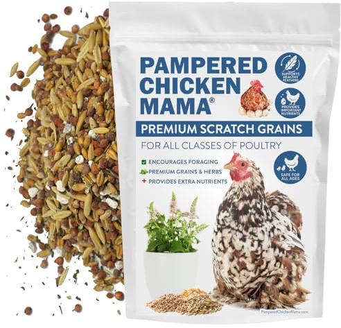Pampered Chicken Mama Premium Scratch Feed Treat - High Protein & High Calcium All-Natural Backyard Chicken Grower Feed Supplies for Laying Chickens (10 pounds)
