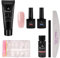 Kit Unghie Gel Completo, Polygel per Unghie, Dual Form Kit, con 30ml Soluzione Scivolare 8ml Base e TopCoat, Lima per Unghie e Penna per Unghie