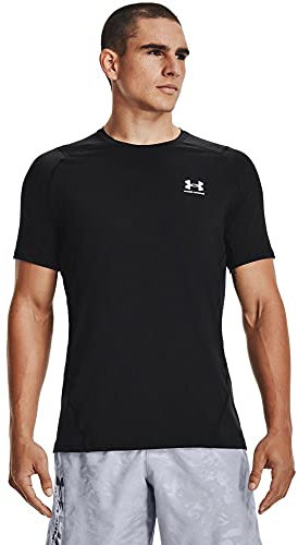 Under Armour HeatGear Fitted Short Sleeve Mens Gents Performance Shirt Crew Neck Black L