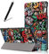 Artfeel Cover per Samsung Galaxy Tab A 10.5 (2018) T590/T595,Sottile Leggero Pelle Smart Supporto Custodia con Auto Sveglia/Sonno,Slim Flip Folio Magnetico Tablet Caso,Graffiti