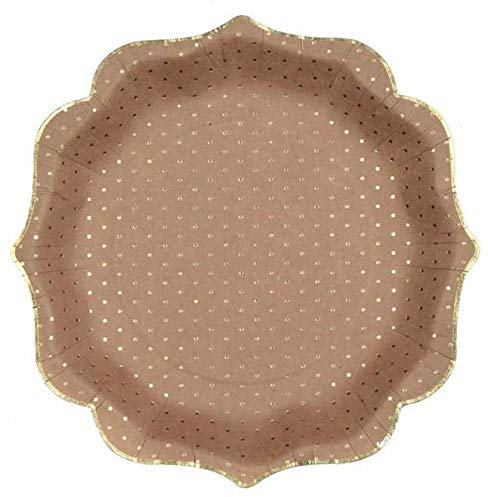 1001decotable - 10 Assiettes en carton Passe-partout kraft et or métallisé