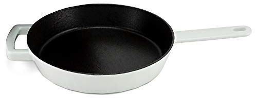 HearthStone Cookware - Diamond Enamelled cast Iron Frying pan, White, 24 cm. for All Surfaces, Including Induction and Oven.