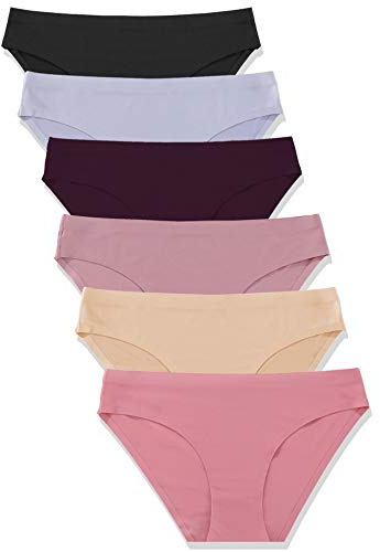 FINETOO 6 Pack Women’s Seamless Hipster Underwear No Show Panties Invisibles Briefs Soft Stretch Bikini Underwears XS-XXL(M)