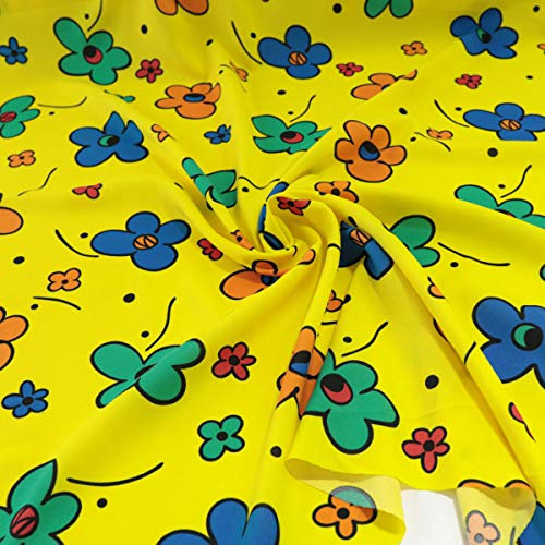 TOLKO 1m Modestoff | Dekostoff universal Stoffe zum Nähen Meterware Dekorieren | Blickdicht, knitterarm | 150cm breit Bekleidungsstoffe Dekostoffe Vorhangstoffe Basteln Patchwork (Flower Power)