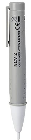 Voltmaster NCV 2 Kontaktloser Spannungstester CAT III 1000 V (hochweriger Volt Detektor mit akustischem Signal und LED-Taschenlampe, Erkennt Wechselspannungen ab 12 V AC, aus ABS-Kunststoff), Grau