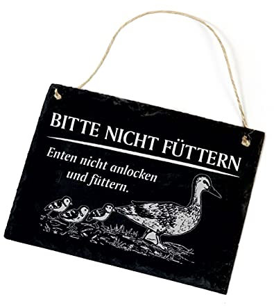 Schiefertafel Ente Bitte nicht füttern - Enten nicht anlocken - Schild 22x16cm