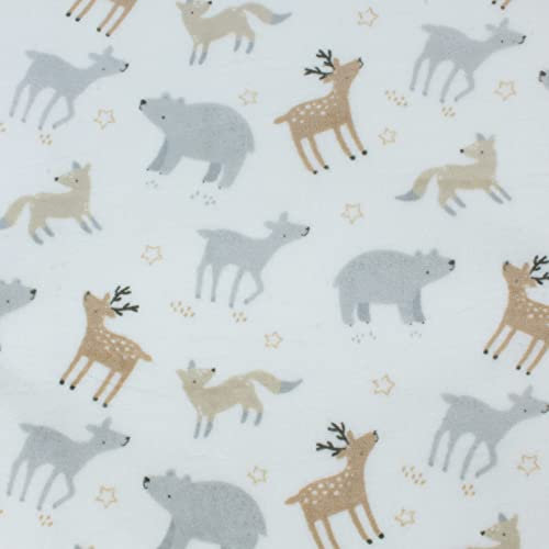 Stoff Meterware Kinderstoff Fleece - 1 Meter, Sehr Weich, Jungen, Mädchen, Kinder, Baby, Decken, Plaids, Kinder, Bekleidung, Kissen, Deko (Waldtiere)
