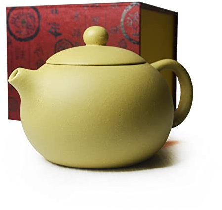 Théière 220 ml en argile chinoise Zisha Jaune Xishi Pots Huangduan Boule Filtre Infuseur pour thé en vrac (capacité moyenne)