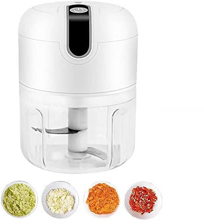 Electric Mini Garlic Chopper, Garlic Press Crusher, Double Knife Food Chopper, Wireless Portable Kitchen Food Mixer with USB Charging, Powerful Easy Cleaning Garlic Masher