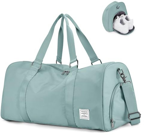 HYC00 Sporttasche Damen Reisetasche Handgepäck Flugzeug Weekender Bag Übernachtungstasche Schwimmtasche mit Nassfach & Schuhfach Trainingstasche Damen Krankenhaustasche Travel Duffle Bag,Hellblau
