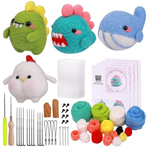 Ruasol Nadelfilzset für Anfänger, komplettes Nadelfilzwerkzeug mit Filznadeln, Anleitung, Filzschaummatte, Nadelfilzset für Heimwerker, Heimdekoration, Geburtstagsgeschenk