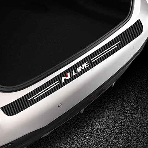 EAGLEG Auto Heckstoßstangen Schutzstreifen, 90 cm Kofferraumschwelle Rand Kohlefaser Anti-Scratch Aufkleber Karosserie Styling Zubehör für Hyun-dai N Line,Black