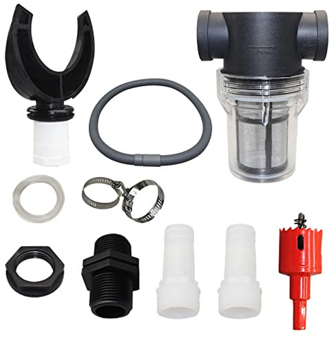 Regensammler Regentonnen Verbinder Set mit Verbindungsschlauch Lochöffner & Schlauchstutzen, Regensammler für Fallrohre 70-100 mm, Regenwassersammler für Regentonnen (Set C)