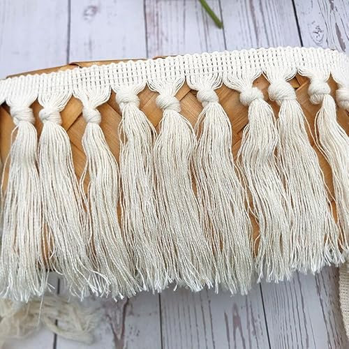 Yulakes Fransenquasten-Bordüre, Boho, lange Fransen, Nähborte für Vorhänge, Vorhang, Kissen, Teppich, Lampe, Regenschirm, dekoratives Handwerk (ein Knoten)