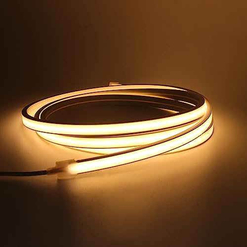 HEGEHE COB Neon LED Streifen, 5V COB LED Streifen Superhell Hohe Dichte, 320LEDs/M, Diffusion Warmweiß Flex LED Schlauch für Heim DIY Festival Dekoration (Warmweiß, 0.5M)