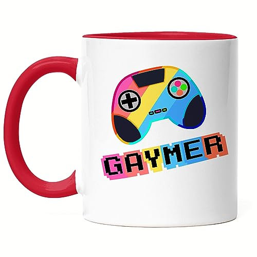 Hey!Print Gaymer Tasse LGBT Gay LGBTQ Pride Queer Homosexuell Gamer Gaming CSD Pride Week Tasse Rot