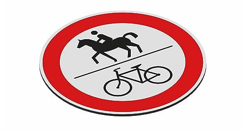 SCHILDER Systeme Verbotsschild Ø 400 mm - Verbundplatte 3 mm mit UV-Druck - MOTIV: Reiten/Radfahren verboten - Glänzender UV-Schutzlack