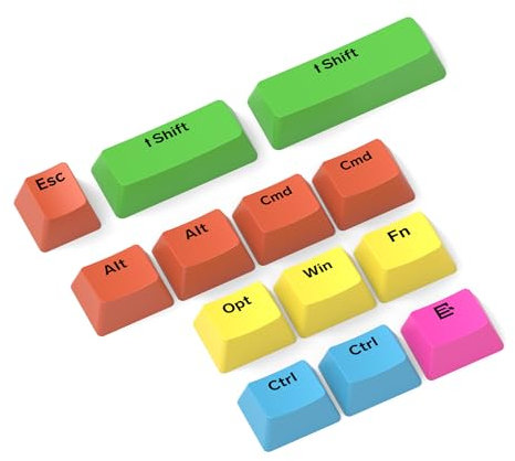 MAMBASNAKE 13 Tasten PBT-Farbsublimations-Tastenkappen-Set, OEM-Profil,Custom Keycap für 61/68/87/98/104 Mechanische Tastatur,CMD Opt-Taste für Mac,Kompatibel mit Cherry Gateron Kailh MX-Schaltern