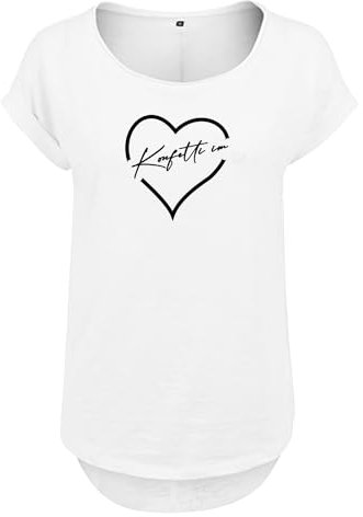 Konfetti im Herzen Design Frauen T Shirt mit Spruch und modischem Motiv NEU Bedruckt Oberteil für Frauen XL Weis (B36-214-3-XL-Weiß)