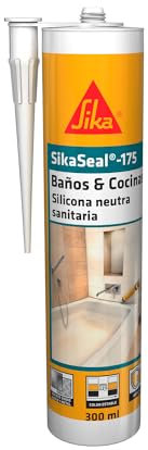 SIKA - Silicona neutra sanitaria - SikaSeal 175 Baños & Cocinas - Blanco - Sellador de silicona antimoho para aplicaciones sanitarias - Muy bajo olor - 300ml