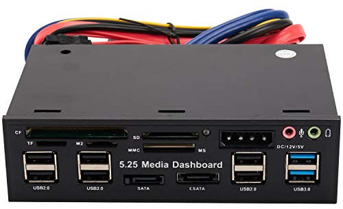 Pcwncvxa 5.25 Inch Usb 3.0 Front Panel Pc Usb 3.0/2.0 Hub E-Sata Sata Audio Multi Card Reader for Computer Case Optical Drives Bay