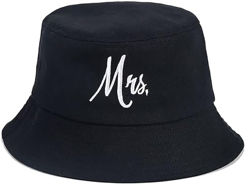 Malaxlx Damen Buchstaben Stickerei Schwarz Fischerhut Bucket Hat Anglerhut Sonnenhut Fischerhüte Sommerhut Faltbarer Strandhut Draussenhut