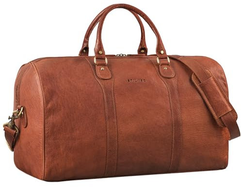 STILORD 'Vivaldo' Vintage Weekender Herren Reisetasche Damen Leder Groß Elegante Wochenend Tasche Travel Bag zum Umhängen Handgepäck Echtleder, Farbe:maraska - braun
