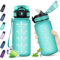 KollyKolla Botella Agua Deporte, Botella Niño 500ML, Botella con Pajita, Prueba de Fugas, con Marcador de Tiempo de Motivación, Cantimplora para Niños, Adulto, Gimnasio, Bicicleta, Escuela, Oficina