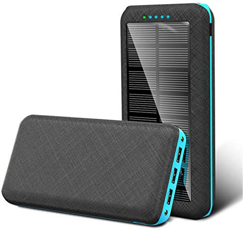 Solar Power Bank 80000Mah Solar Charger Fast Charging Portable Phone Charger External Backup Battery Pack with 3 USB Output,Blue