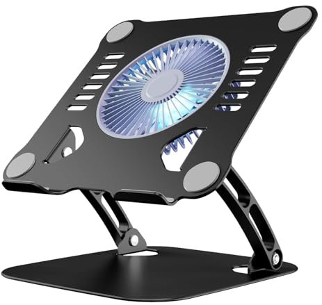 SHUWEI Soporte de refrigeración para portátil con Ventilador de 3 velocidades, Soporte de Altura Ajustable para Escritorio, Almohadilla de refrigeración ergonómica de Aluminio para Laptop de 10 a 15