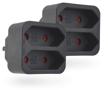 feletec 2-fach Steckdosenadapter 2x Euro, schwarz, 2 Stück, Mehrfachstecker, Mehrfachsteckdose