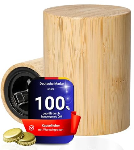 Flaschenöffner Push & Pull - Öffnen von Kronkorken-Flaschen - Geschenk zum Geburtstag für Papa, Freund & Opa - Kapselheber als Bar Zubehör mit Push & Pull Funktion, Farbe:natur